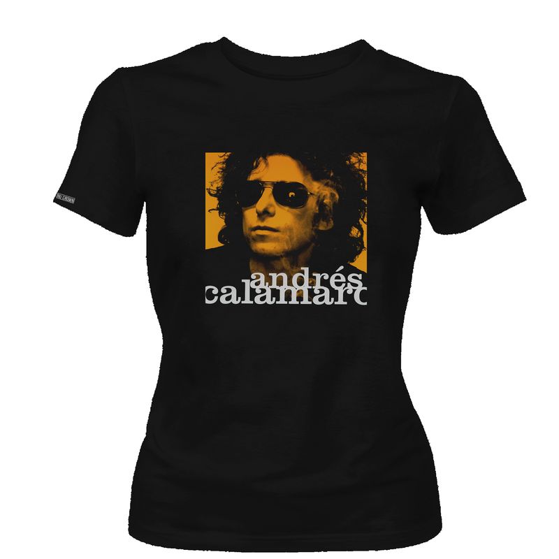CREACIONES NU CROWN - Camiseta Dama Andres Calamaro Rock Foto Amarilla Nu Crown