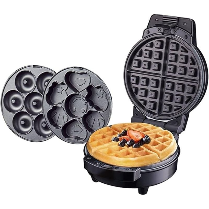GENERICO - Wafflera Eléctrica 3 en 1: Gofres, Donas y Figuras Divertidas