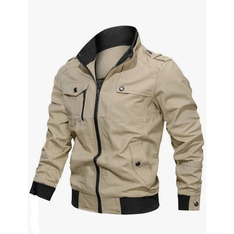 GENERICO - Chaqueta Con Bolsillo Con Solapa Con Cremallera Para Hombre