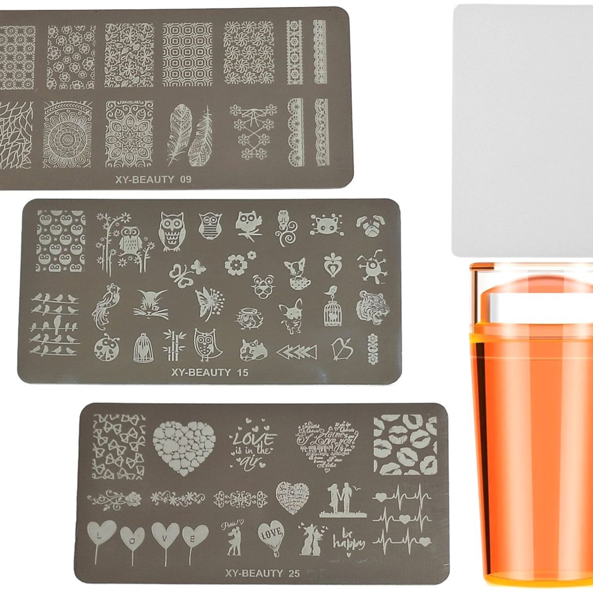 GENERICO - Sello Estampador Uñas + 3 Plantillas Decorador Kit