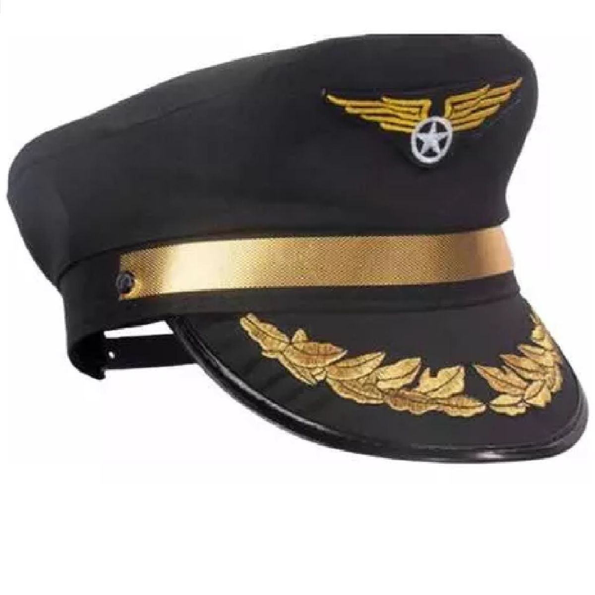 GENERICO - Gorra Kepis Marinero Capitan Piloto Aviador Sombrero negro