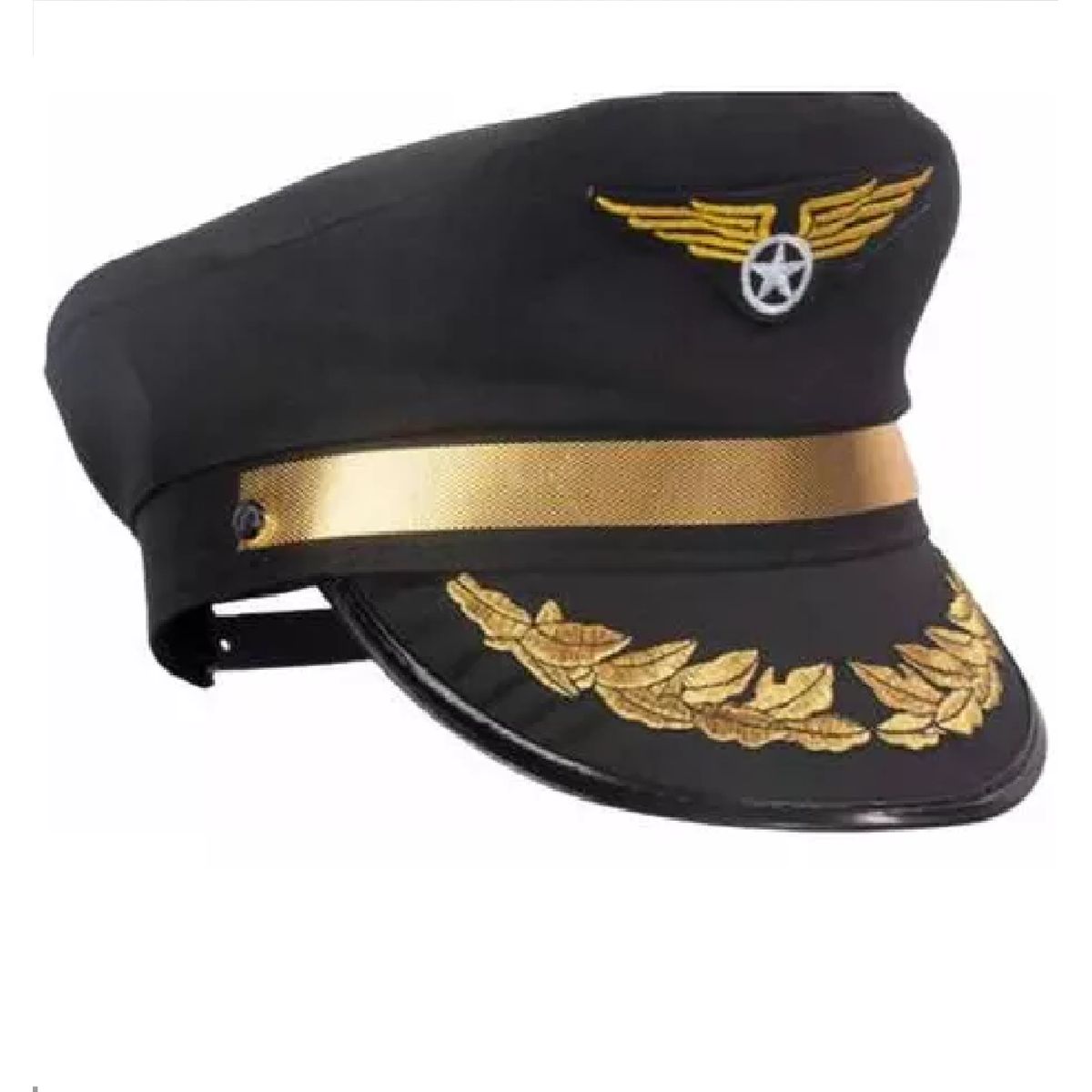 GENERICO - Gorra Kepis Marinero Capitan Piloto Aviador Sombrero negro