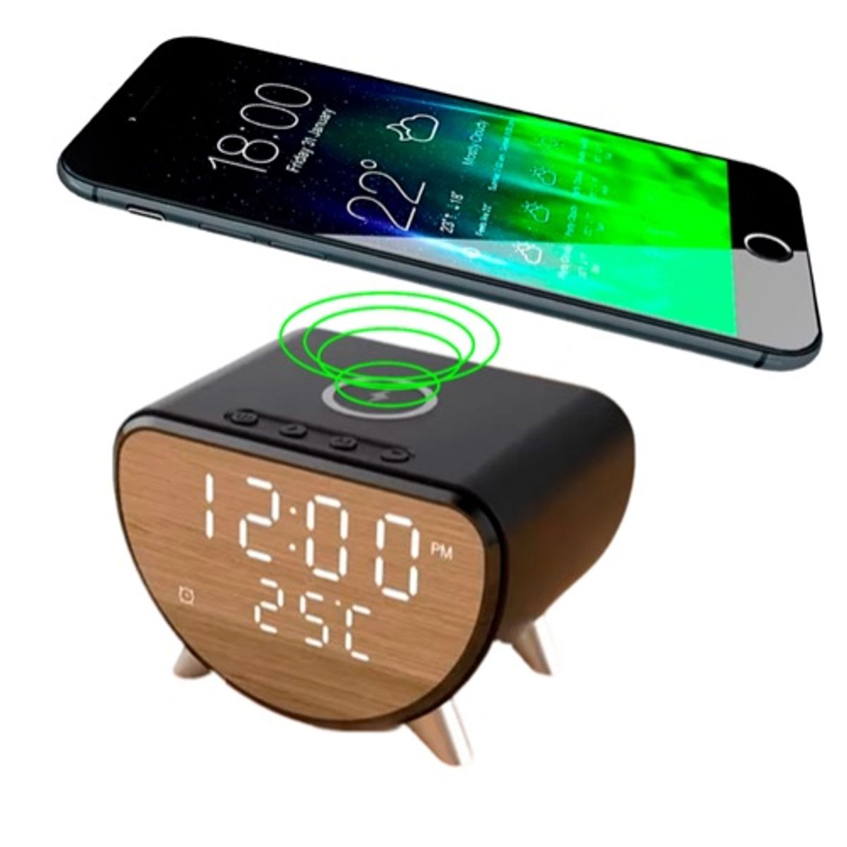 GENERICO - Reloj con cargador inalámbrico parlante AY-23