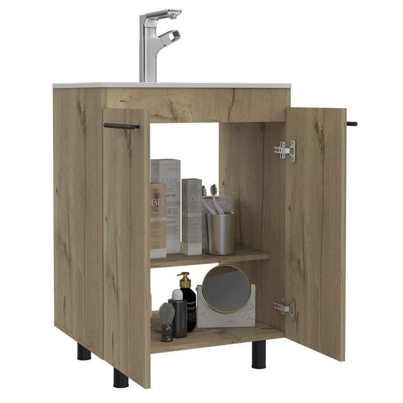 RTA DESIGN - Mueble para Lavamanos Anney Café Claro con Dos Puertas y Un Entrepaño 60 Incluye Lavamanos