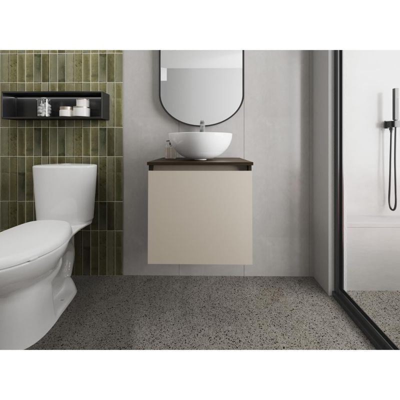 RTA DESIGN - Mueble Para Lavamanos Ganet Nogal Europeo y Capri Incluye Lavamanos Corona en Porcelana Sanitaria
