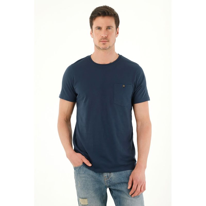 TENNIS - Camiseta azul con bolsillo de parche para hombre