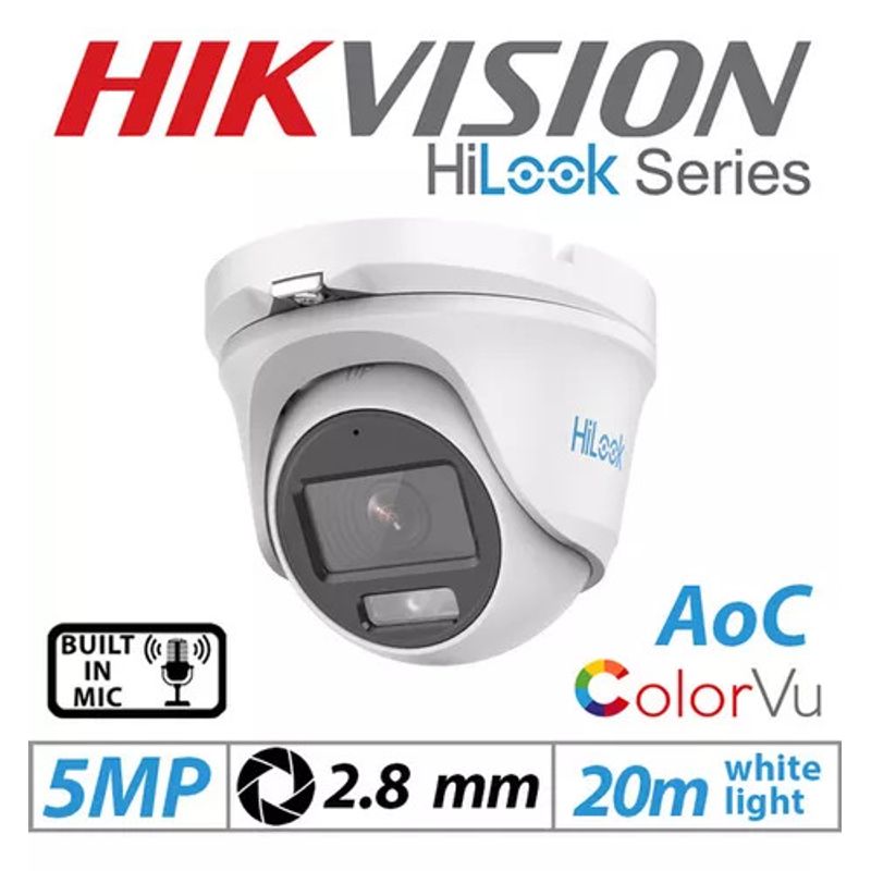 HIKVISION - THC-T15P-MS - Cámara Domo Colorvu 3k A 20m Con Audio 28mm