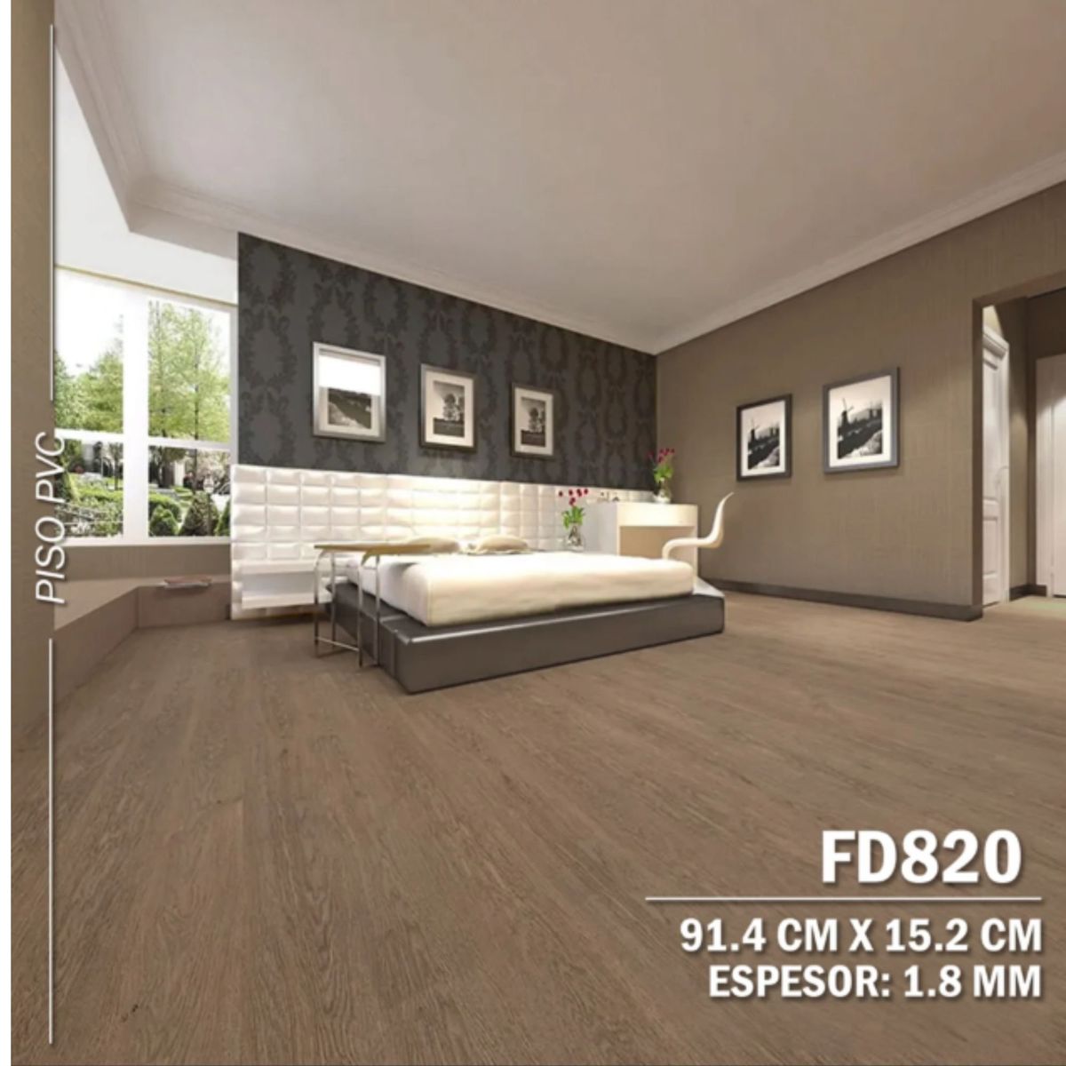 GENERICO - Piso Vinilico PVC Autoadhesivo 3D 5m2 Decokasa - FD820