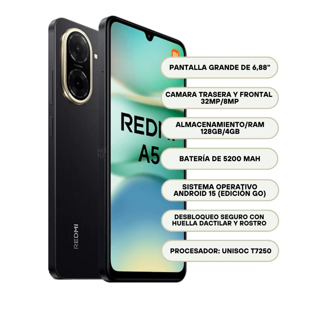 XIAOMI - Celular Xiaomi Redmi A5 128GB4GB RAM - Negro