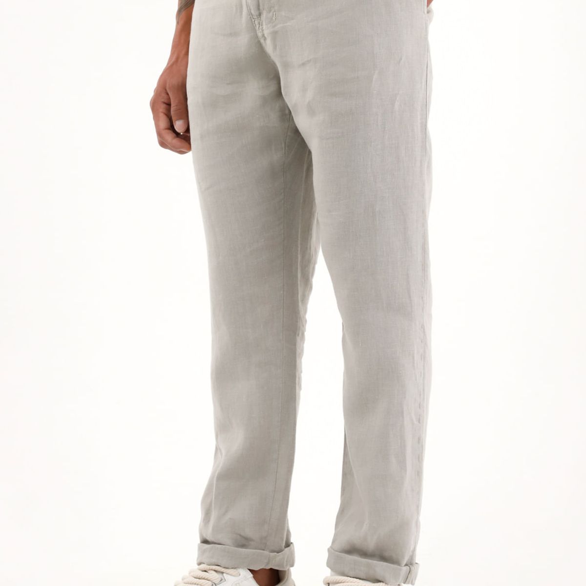 TENNIS - Pantalón chino en 100% lino gris para hombre