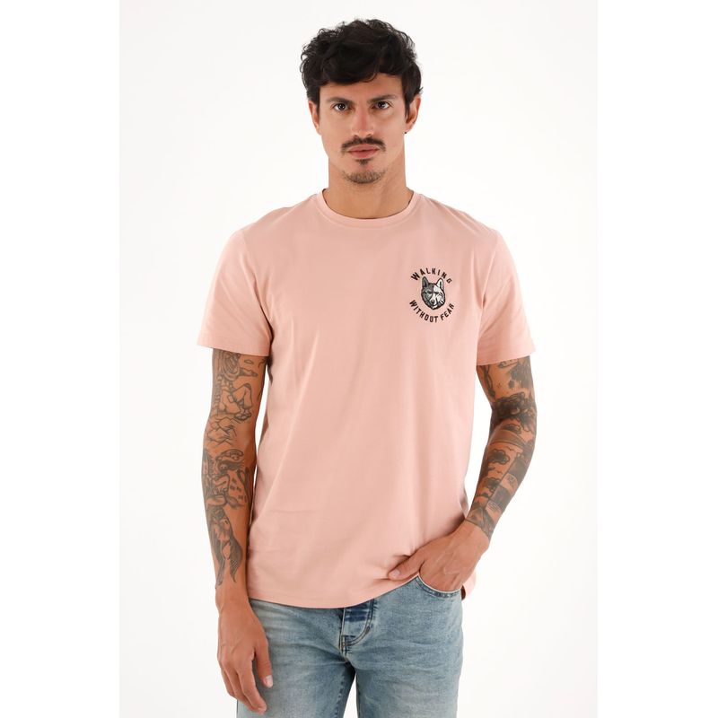 TENNIS - Camiseta manga corta rosada para hombre