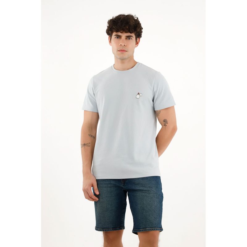 TENNIS - Camiseta básica azul con estampado para hombre