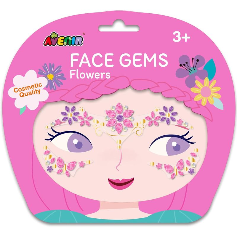 GENERICO - GEMAS STICKERS FACIALES PARA NIÑAS - FLORES