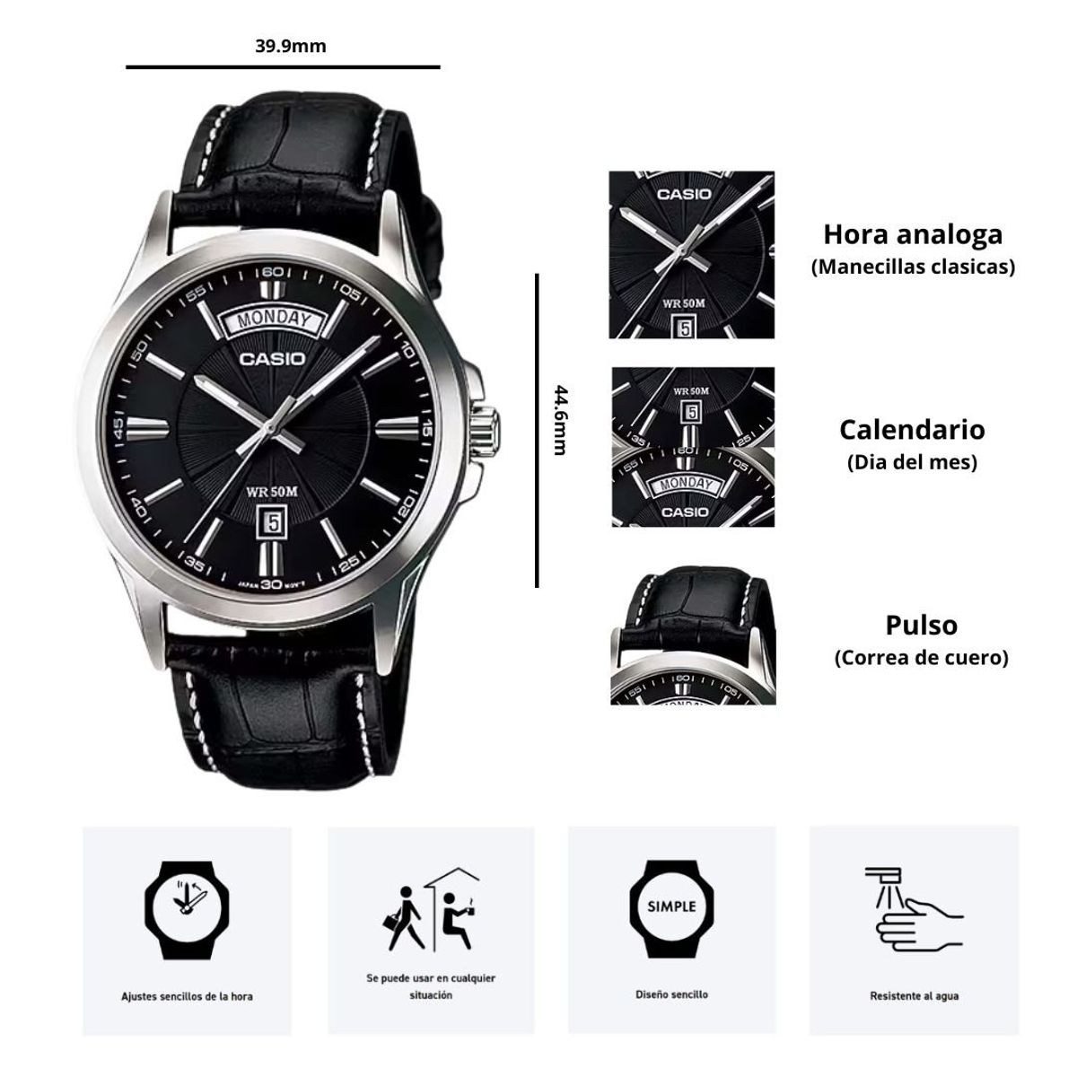 CASIO - Reloj Casio Modelo MTP-1381L-1A Diseño Elegante