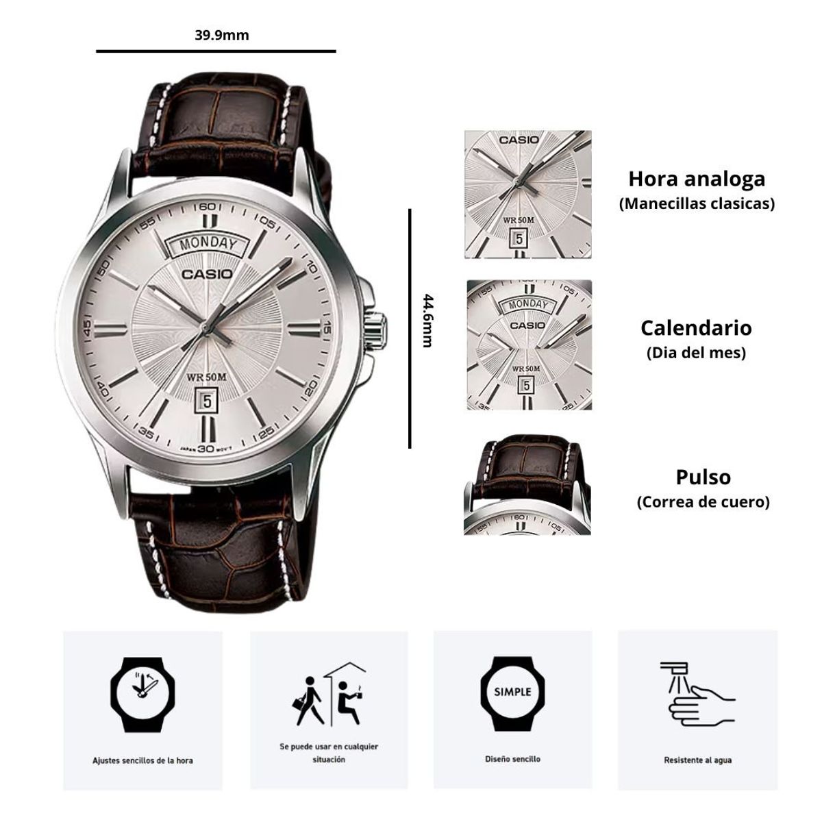 CASIO - Reloj Casio Modelo MTP-1381L-7A Diseño Elegante