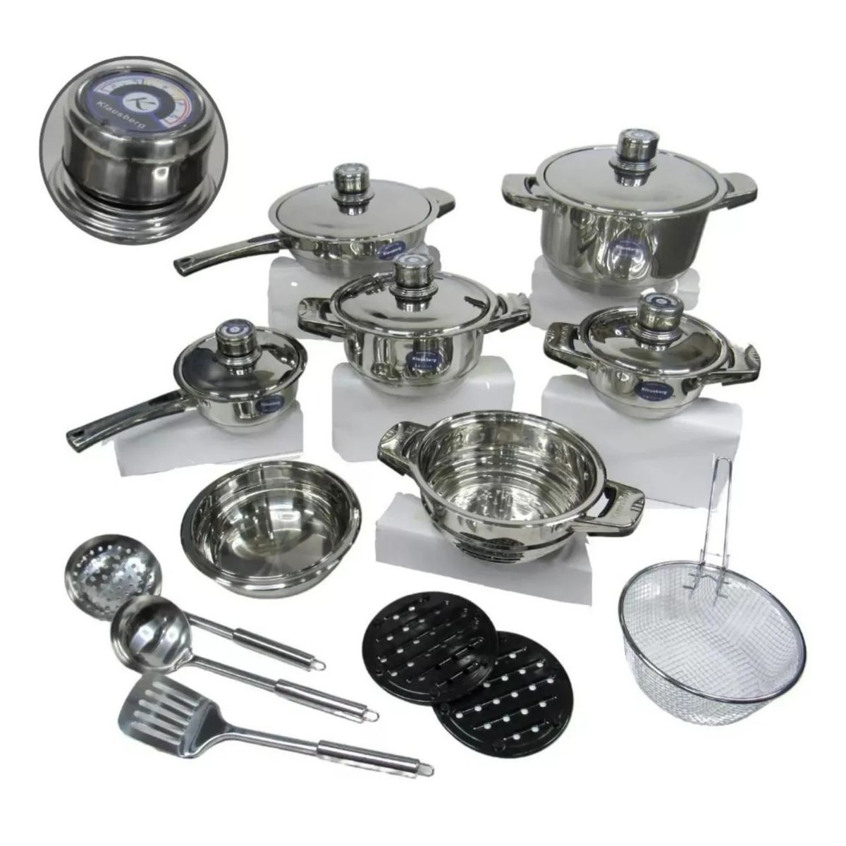 AMERICAN GENERICS - Juego De Ollas Acero Quirúrgico Bateria De Cocina Klausberg 21 Pcs