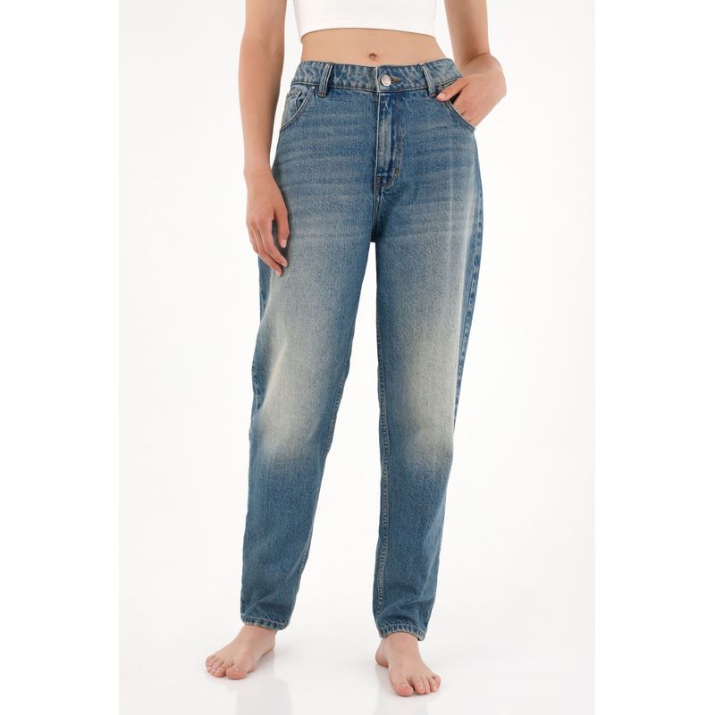 TENNIS - Jean Mom Fit tiro alto con realce en las costuras para mujer