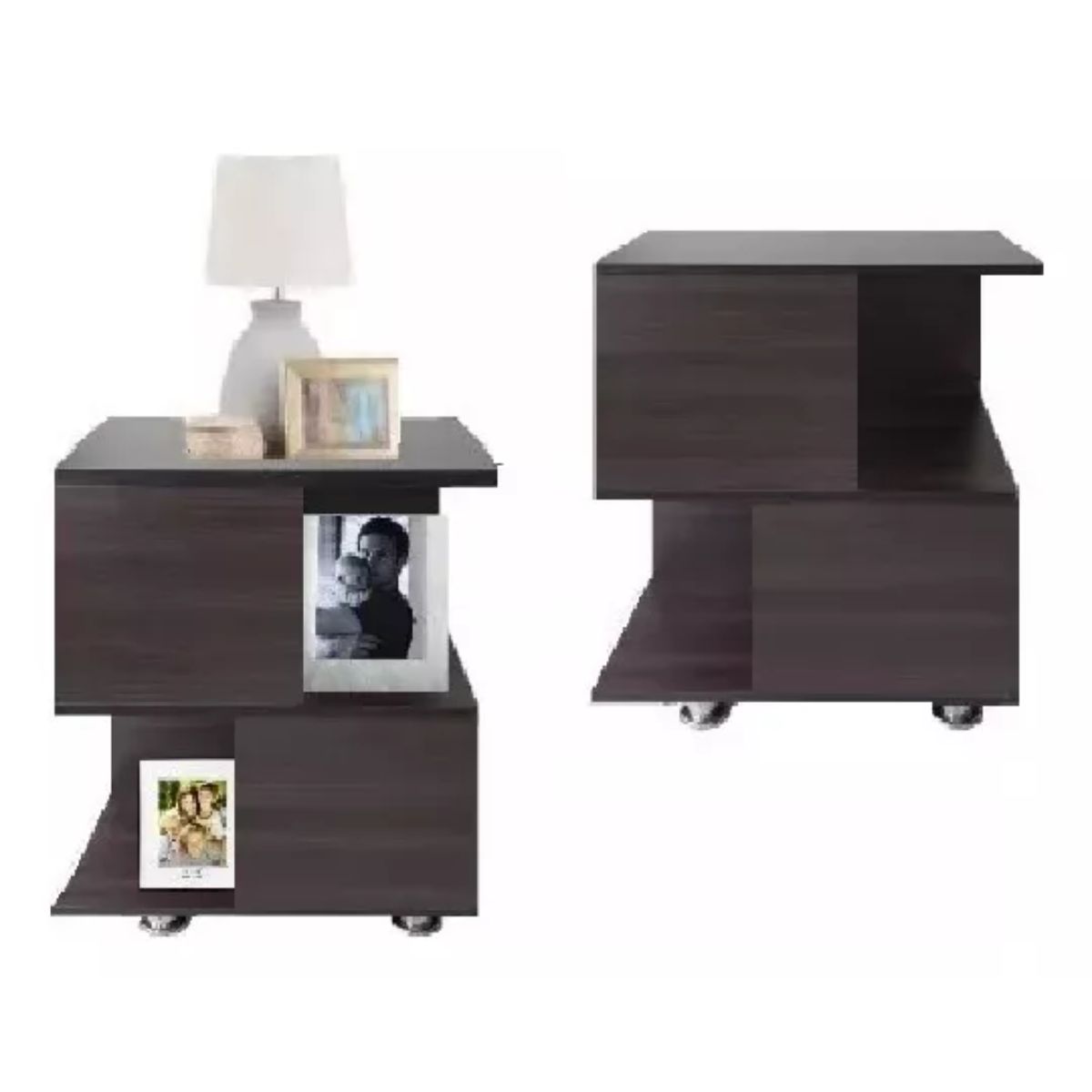 GENERICO - Juego De 2 Mesas De Noche, Modernas, Funcionales, Color Wengue