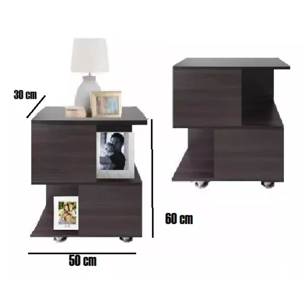 GENERICO - Juego De 2 Mesas De Noche, Modernas, Funcionales, Color Wengue