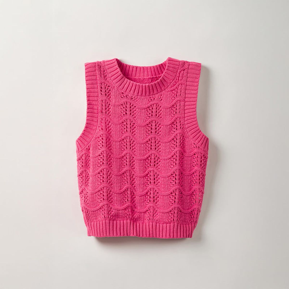 QTORSE - Chaleco tejido para Niña fucsia