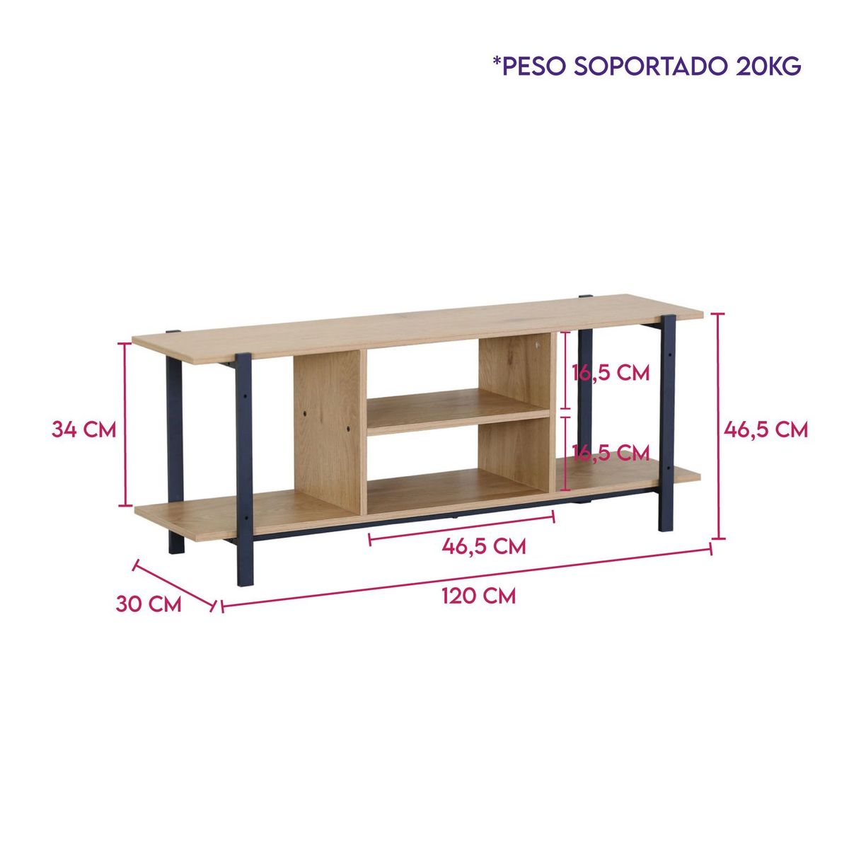 DIMATEX LEON - Mesa Para TV Industrial Dos Niveles 55 Pulgadas Refaurelio