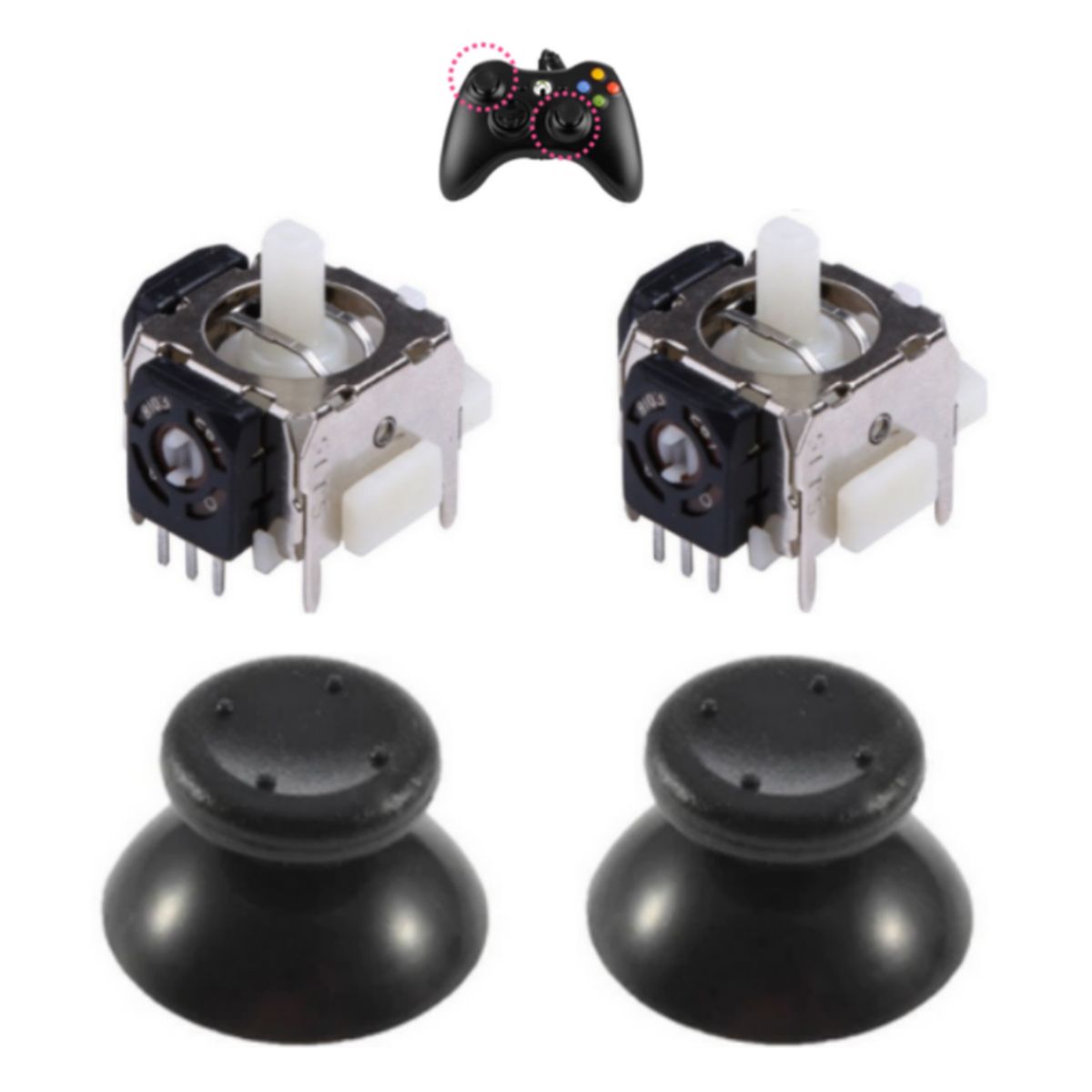 GENERICO - 2x Análogo Joystick + Capucha para Microsoft  Xbox 360