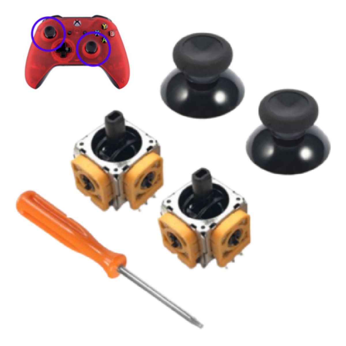 GENERICO - 2x Análogo + 2x Capucha + Destornillador T8 Para Xbox One