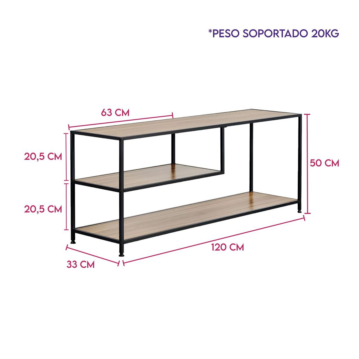 DIMATEX LEON - Mesa Para TV Industrial Tres Niveles 55 Pulgadas Refpiedad