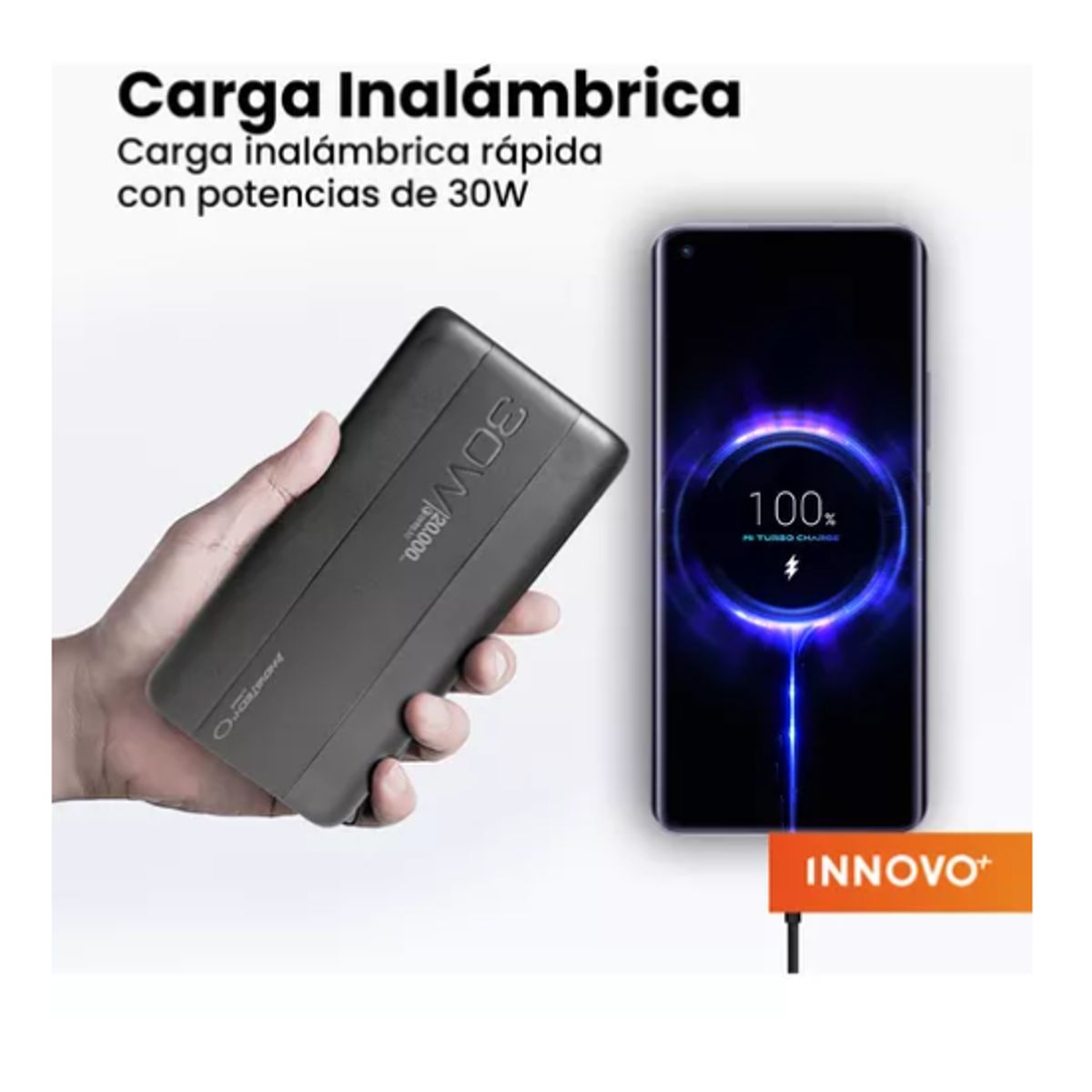INNOVA - Power Bank Inalámbrica 20.000 Mah Carga Rapida Wireless 30w Innovo 3.0