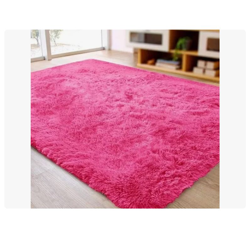 INNOVA - Tapete Antideslizante Peluda 1.5 X 2 Metros Decorativo Rosado Intenso