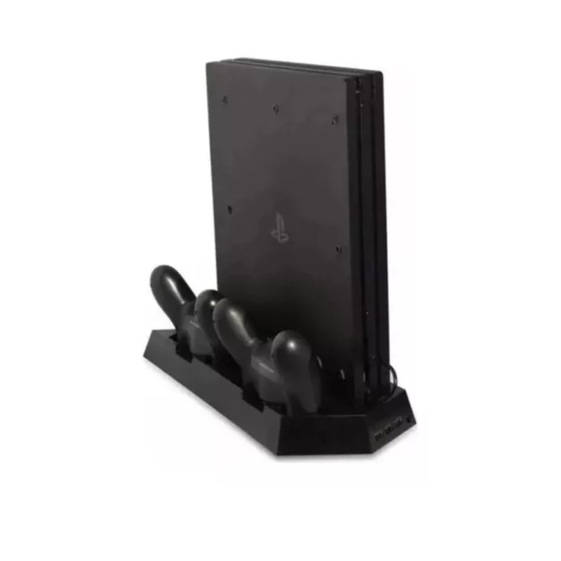 GENERICO - Base Vertical PS4 con Ventilador, Cargador Dual y 3 Puertos USB