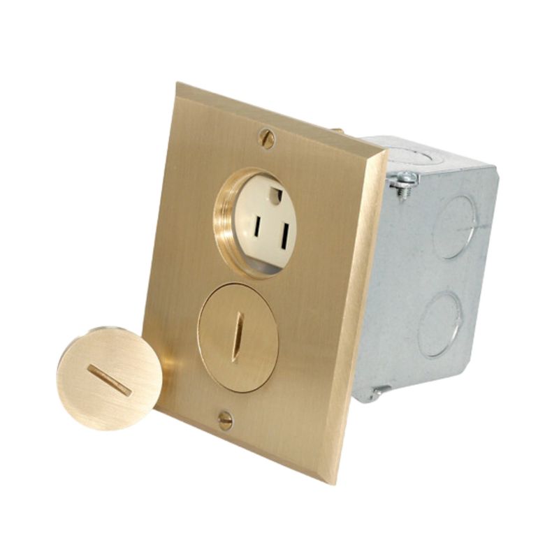 LEVITON - TOMA DOBLE CON CAJA DE PISO LEVITON 25249-FBA 15A 125V 2P3H
