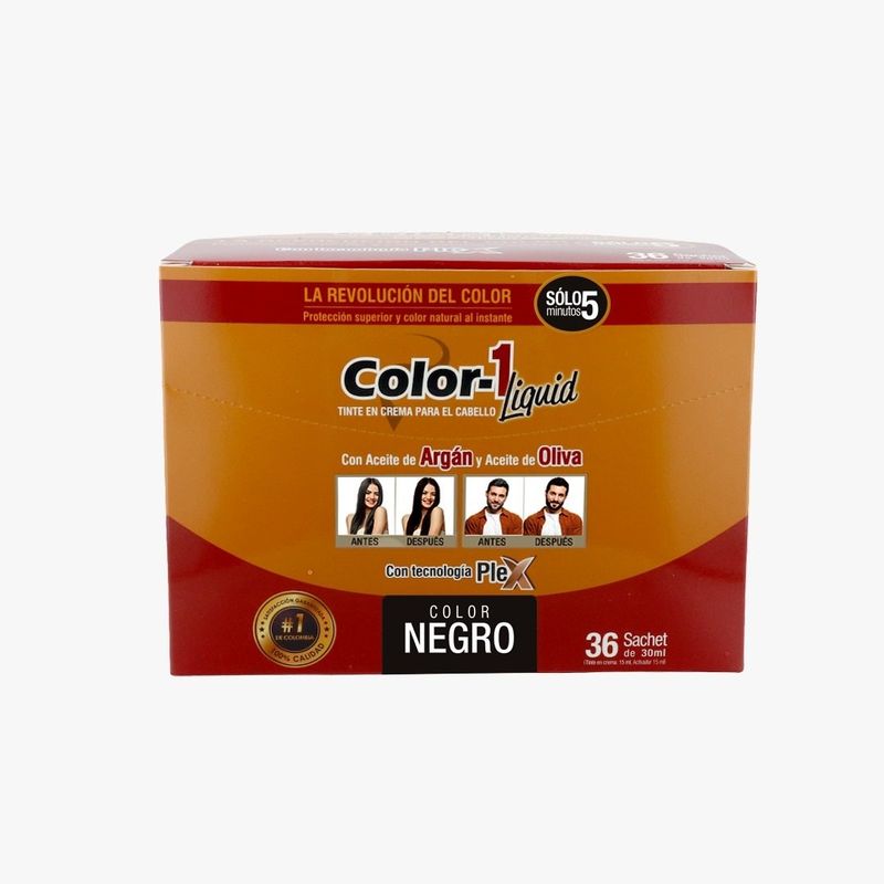 COLOR 1 - Tintura Líquida 5 minutos Color 1 Caja x 36 sachet Negro Natural