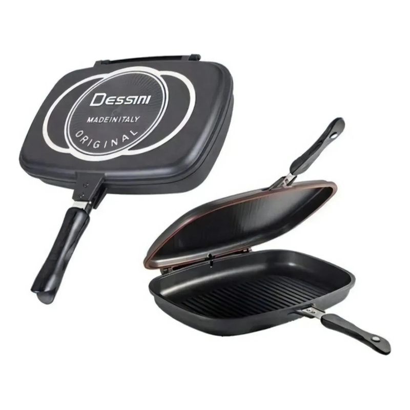 DESSINI - Sartén Doble 36 Cm Antiadherente Granito Cocina Saludable