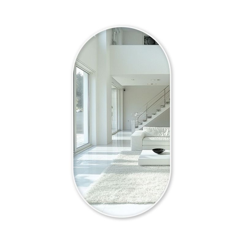 ALIK DISEÑO - Espejo Ovalado Decorativo Con Marco Metálico Blanco 60x120cm