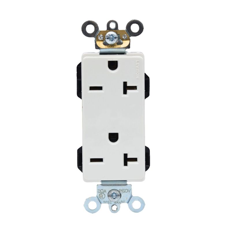 LEVITON - TOMA DOBLE DECORA 20A 250V LEVITON 16462-W 2P3H 6-20R BLANCO