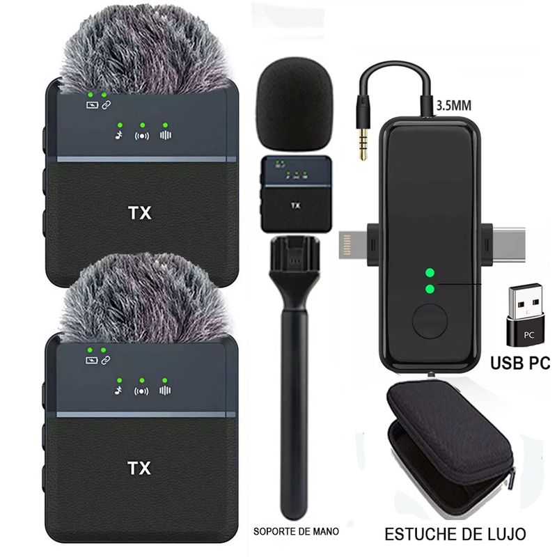 GENERICO - Micrófono Inalámbrico de Solapa Profesional Celular Tipo C iPhone y Pc SX31PRO