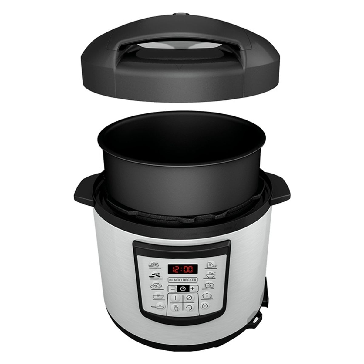 BLACK+DECKER - Olla Multifuncional Inteligente Black+Decker Digital de 6 Litros Gris