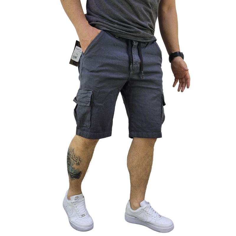 RAMBED - Bermuda Cargo Color Gris en Dril- Regular