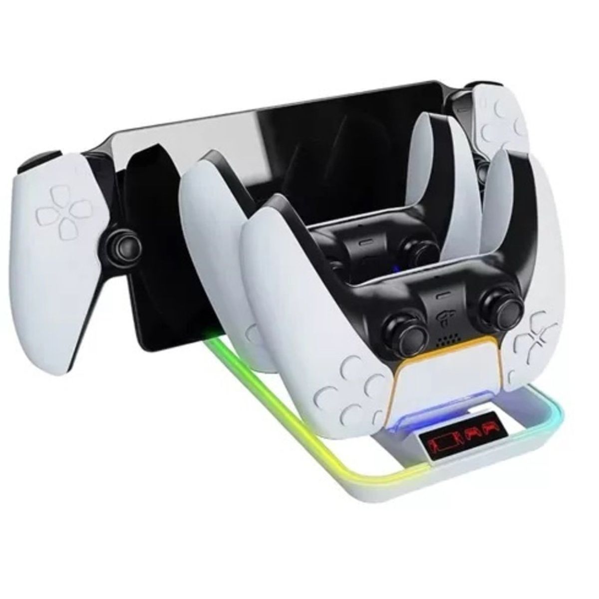 GENERICO - Base Cargador Para Joystick Doble Ps5 Y Ps Portal Luz Rgb