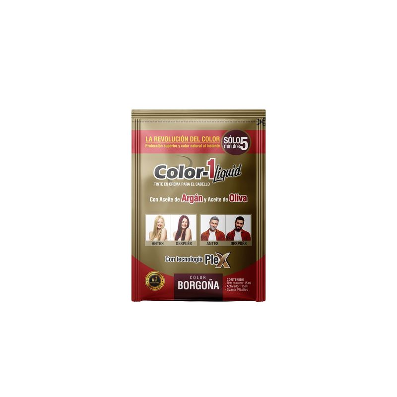 COLOR 1 - Tintura Líquida 5 minutos Color 1 Caja x 36 sachet Borgoña