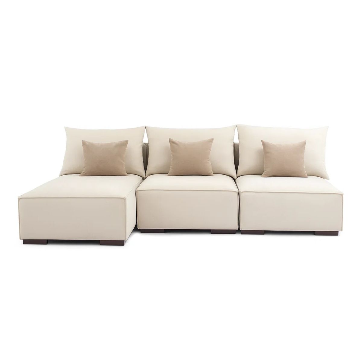 GENERICO - Sofá en L Izquierdo Lisandro Tela terciopelo 240x80x95 Beige 4 Puestos