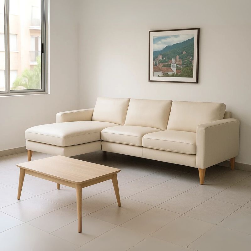 GENERICO - Sofá en L Izquierdo Lionel Tela terciopelo 250x80x90 Blanco 4 Puestos