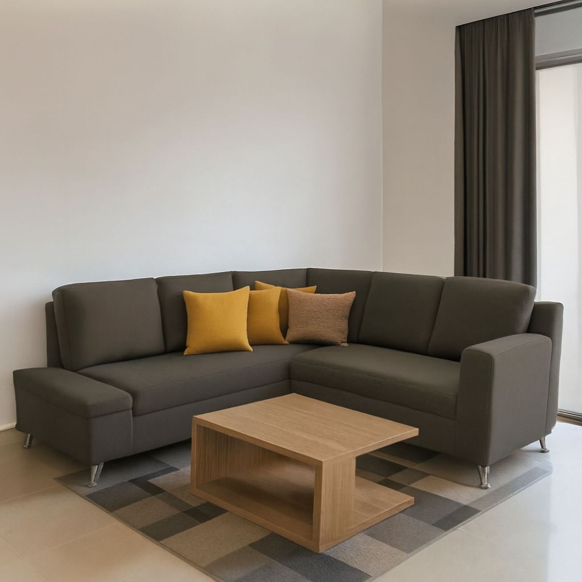 GENERICO - Sofá en L Izquierdo Tomas Tela terciopelo 195x75x90 Gris 3 Puestos