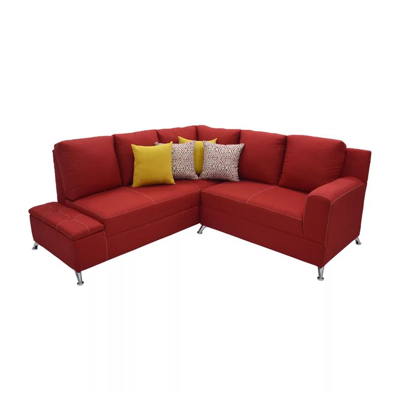 GENERICO - Sofá en L Izquierdo Tomas Tela terciopelo 195x75x90 Rojo 3 Puestos