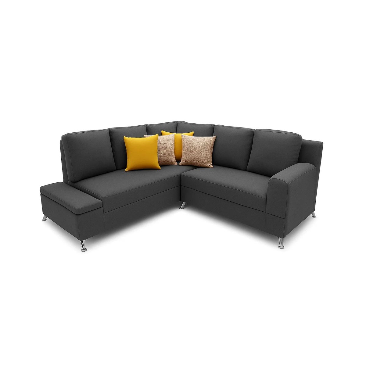 GENERICO - Sofá en L Izquierdo Tomas Tela terciopelo 195x75x90 Gris 3 Puestos