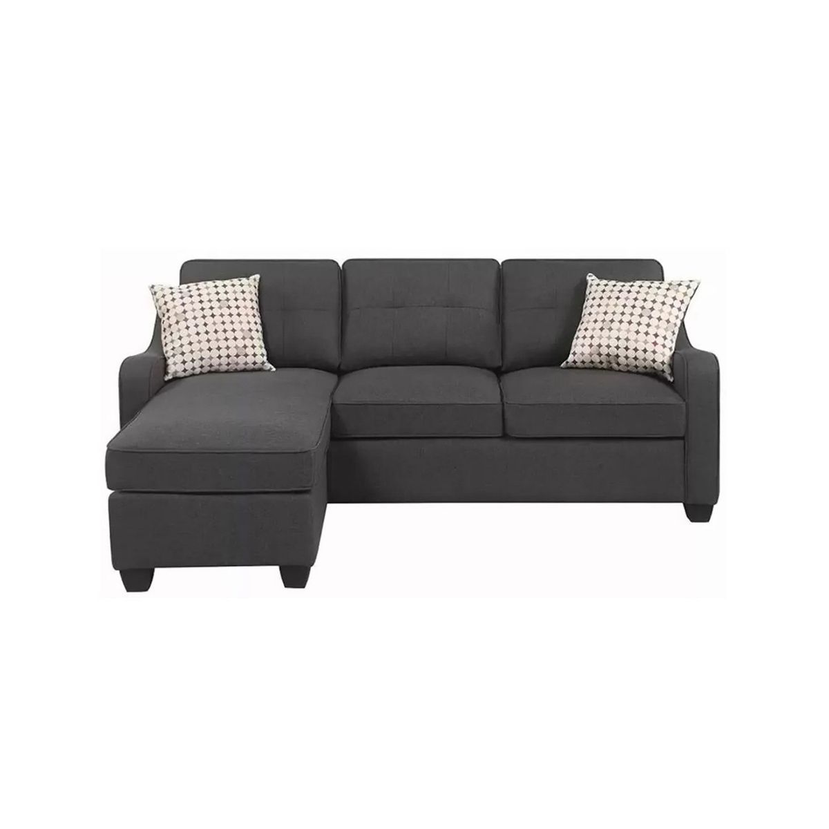 GENERICO - Sofá en L Izquierdo Zack Tela terciopelo 210x80x85 Gris 3 Puestos