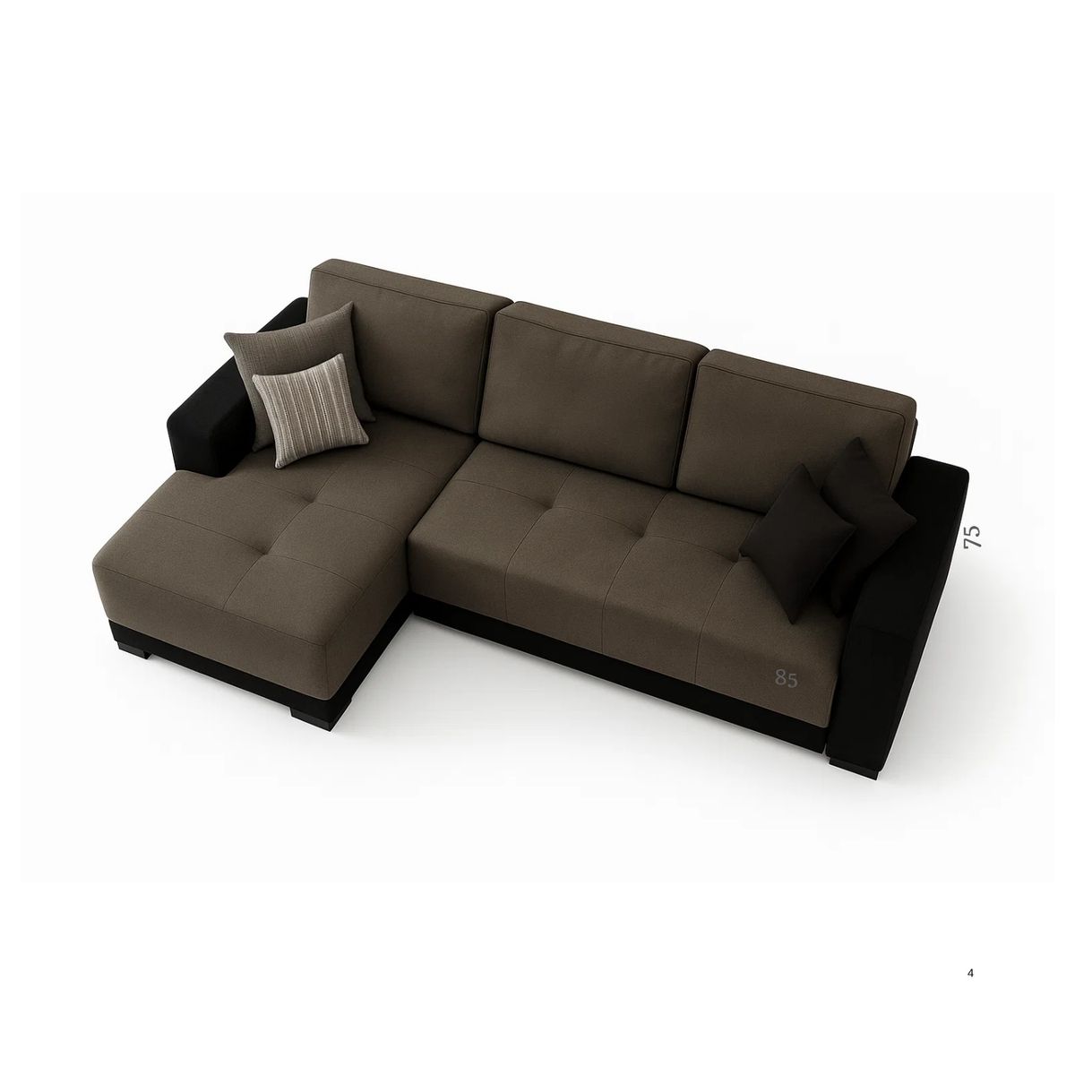 GENERICO - Sofá en L Izquierdo Dallas Tela Antifluidos 240x75x85 Gris 4 Puestos