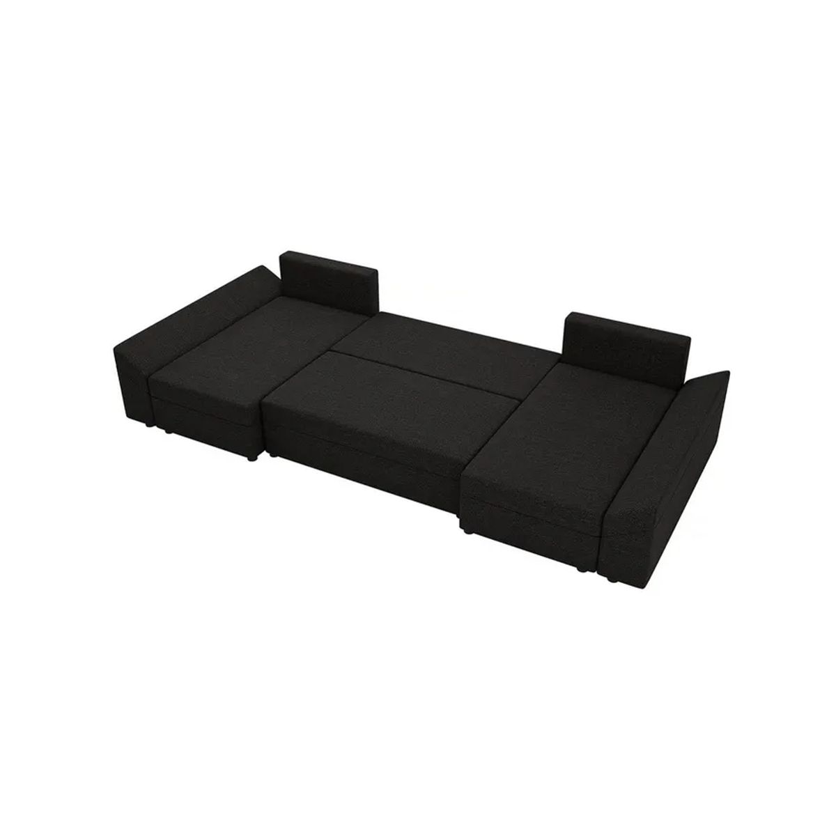GENERICO - Sofá panoramico Roger Tela Antifluidos 316x75x82 Negro 5 Puestos