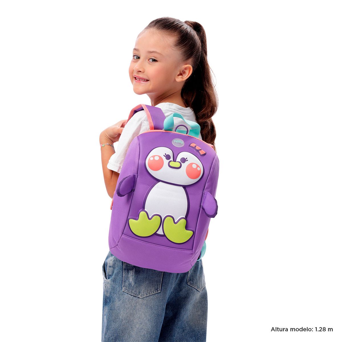 TOTTO - Morral Mochila Escolar de Pingüino Para Niña Kido Totto